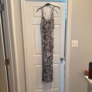 LOFT Brown and White Floral Maxi Dress